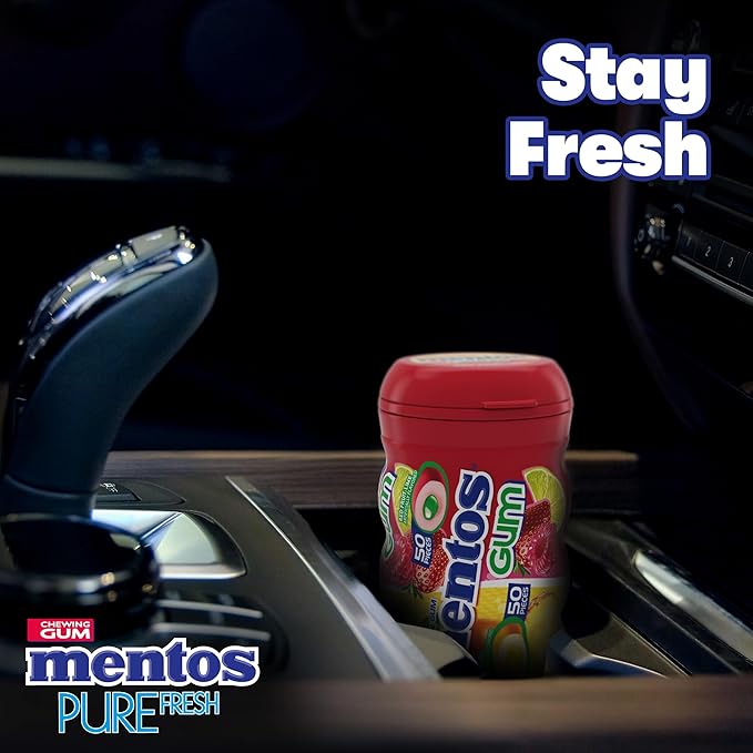 Mentos Sugar-Free Chewing Gum, Tropical, Red Fruit and Lime, Bulk, 50 Piece Bottle (Pack of 6)