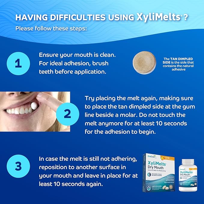 Oracoat XyliMelts for Dry Mouth Night Time or Day - Moisturizing Dry Mouth Adhering Discs, Sugar Free with Xylitol, 230 Count, Orange Flavor, 8-Hour Relief