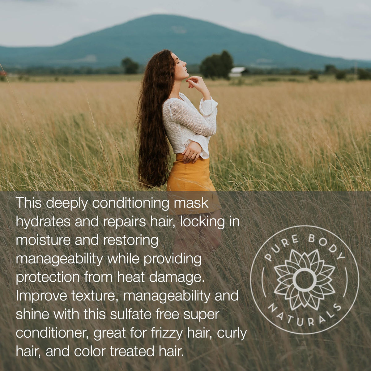 Pure Body Naturals Coconut Oil Hair Mask, Deep Conditioning Hair Treatment for Dry Damaged and Color Treated Hair, Sulfate Free Hair Conditioner, Moisturizes, Repairs, 8.8 Fl Oz