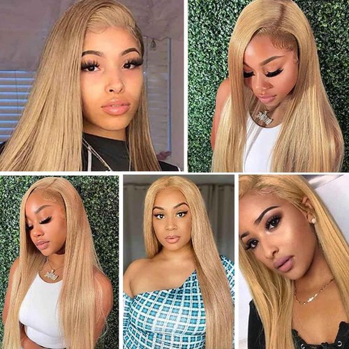 Fabimiya 18 20 22 Inch Human Hair Bundles Honey Blonde 27# Straight Bundles Human Hair 100% Unprocessed Soft Sewn In Hair with Double Weft for Black Women