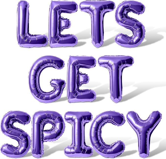 Letter Balloons - LETS GET SPICY 16" Inch Alphabet Letters Foil Mylar Balloon Bachelorette Party Banner (Purple)