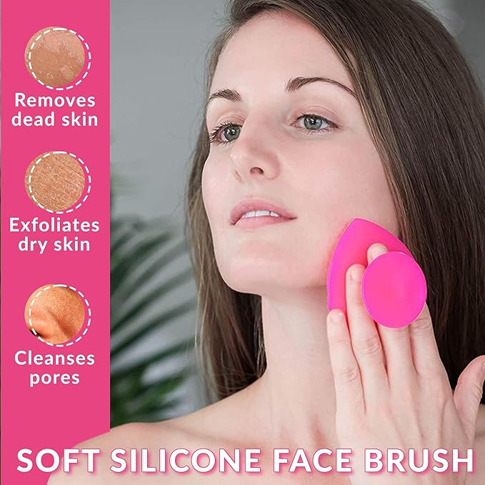 Glam Facial Face Cupping Set - Cupping Therapy Sets Massage Kit with Silicone Cleansing Brush for Instantly Ageless Skin, Works for Fine Lines & Wrinkles, Improves Collagen (Glam - Pink)