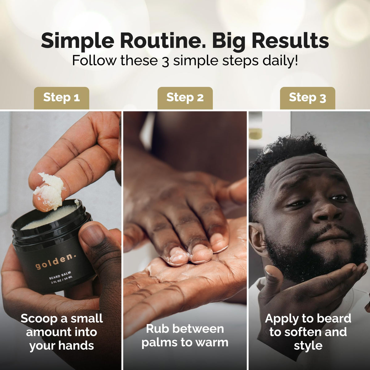 Golden Grooming Beard Balm - Tames Flyaways & Promotes Thicker Growth - Natural Styling Wax with Shea & Mango Butter - Relieves Beard Itch & Dandruff - Signature Fresh Scent, 4oz
