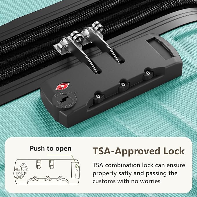 24 Inch Checked Luggage, ABS Hardside Suitcase with Spinner Wheels, Lightweight Medium Luggage with TSA Lock for Women and Men, Expandable Travel Suitcase for Business, Road Trips & Family Vacations