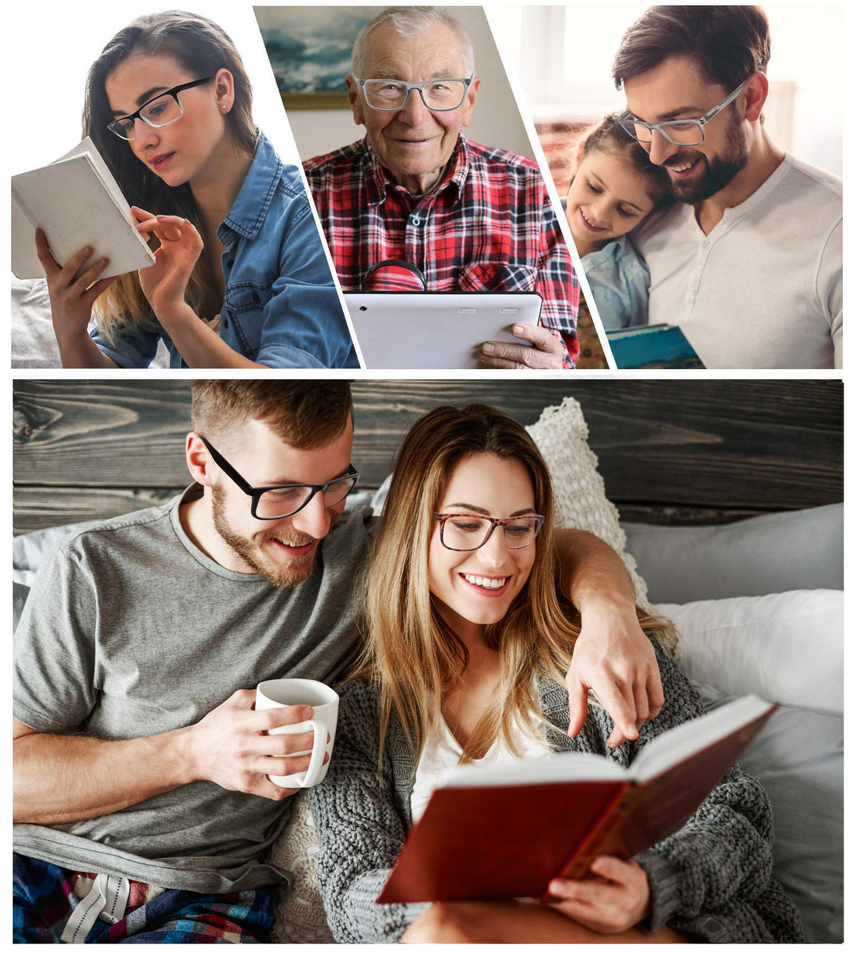 OLOMEE Blue Light Blocking Reading Glasses Mens Large Wide Oversized Square Computer Readers Glasses +1.75 for Men with Big Head/Large Face 4 Pack
