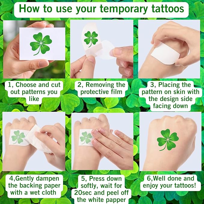 160PCS St Patricks Temporary Tattoos Stickers | St Patricks Party Favors Decorations Irish Holiday Green Clover Rainbow Shamrock Party Supplies Craft Gift Idea For Kids Boy Girl Teen Adult-8sheets