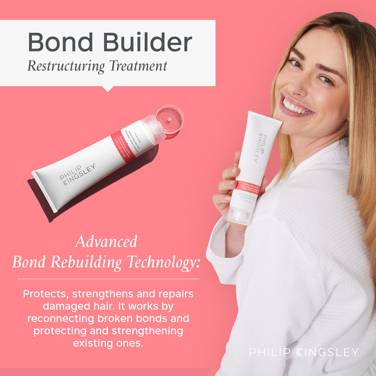 PHILIP KINGSLEY | Bond Builder Restructuring Treatment Hair Repair Mask | Treatment for Damaged, Bleached, Colored Hair | Breakage and Split Ends Treatment | 1.35oz