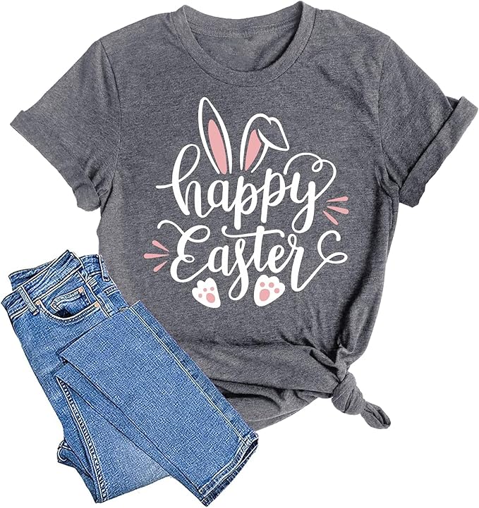 LAZYCHILD Women Easter Teacher Shirts: Funny Treat All with Kindness T-Shirt Bunny Rabbit Tee Tops