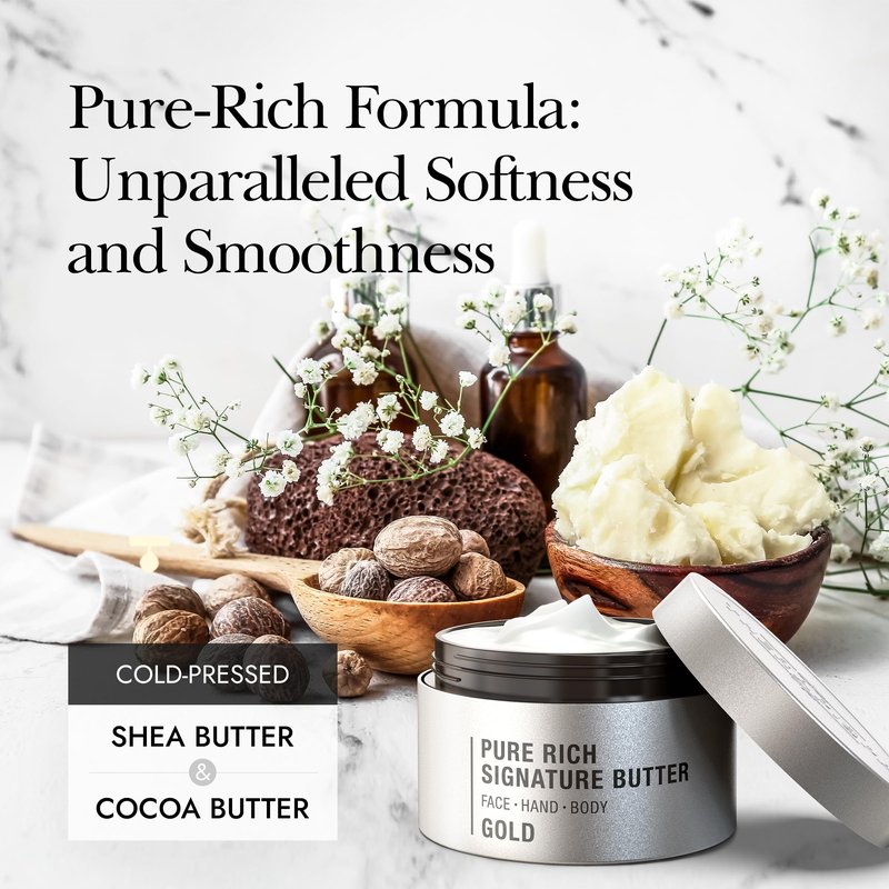 THERAPISPA Moisturizing Body Butter – Rich Body Cream with Shea Butter, Ceramides, Collagen & Vitamin B5 to Repair & Soften Dry, Cracked Skin (Gold, 7.0 fl oz)
