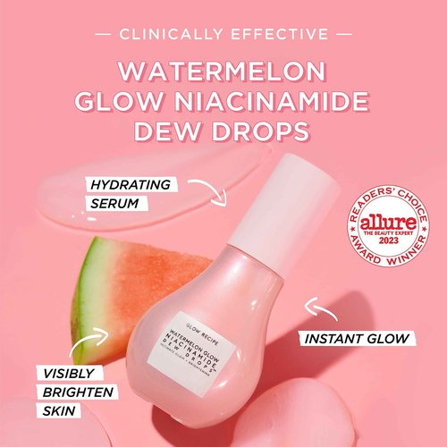 Glow Recipe Niacinamide Hue Drops Tinted Serum to Bronze, Brighten & Hydrate + Watermelon Facial Serum for Uneven Skin & Dark Spots (40ml/ea)