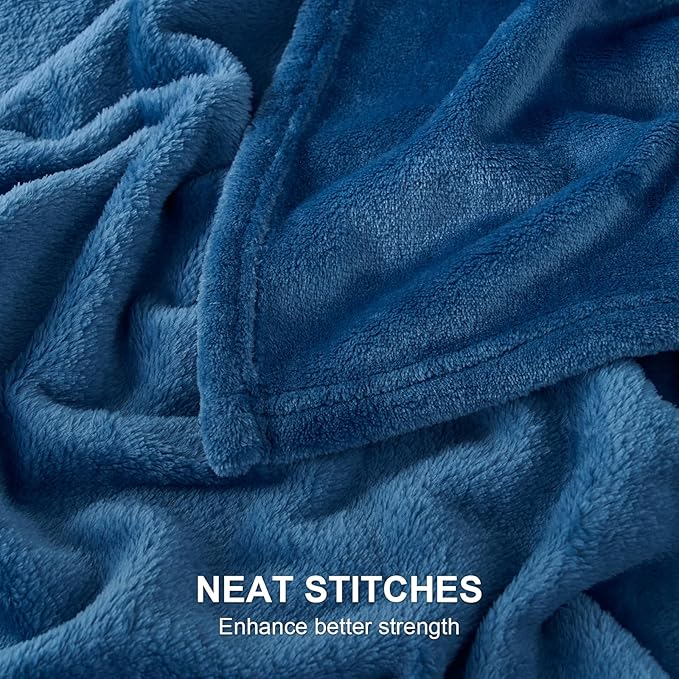 Hansleep Fleece Mineral Blue Full Blanket, Super Soft Flannel Fuzzy Plush Cozy Blanket for All Seasons, Mineral Blue, Full 84x90 Inches