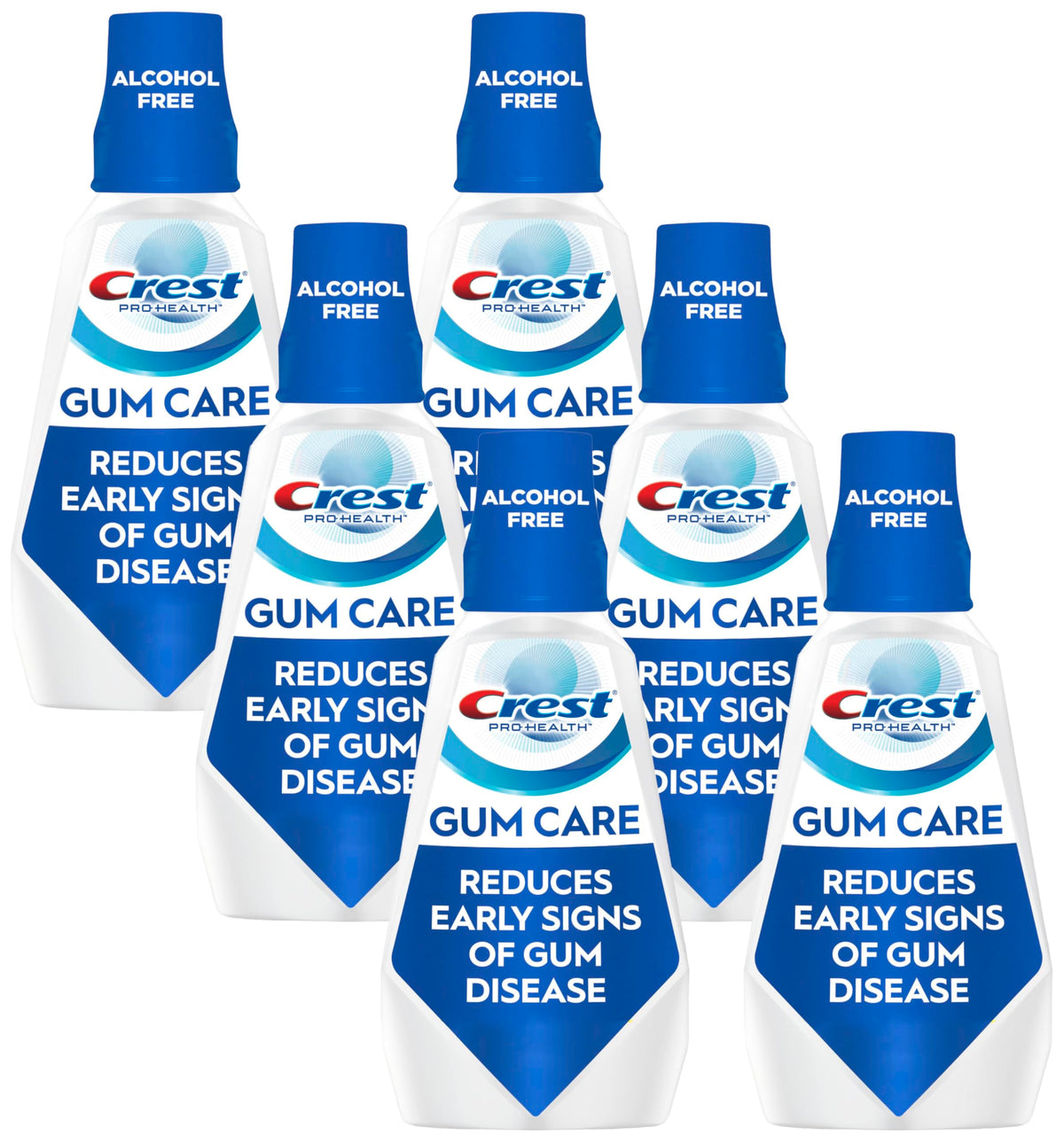 Crest Pro-Health Gum Care Mouthwash, Cool Wintergreen, CPC Antigingivitis/Antiplaque Oral Rinse 1L (33.8 fl oz), Pack of 6, Alcohol Free for Adults