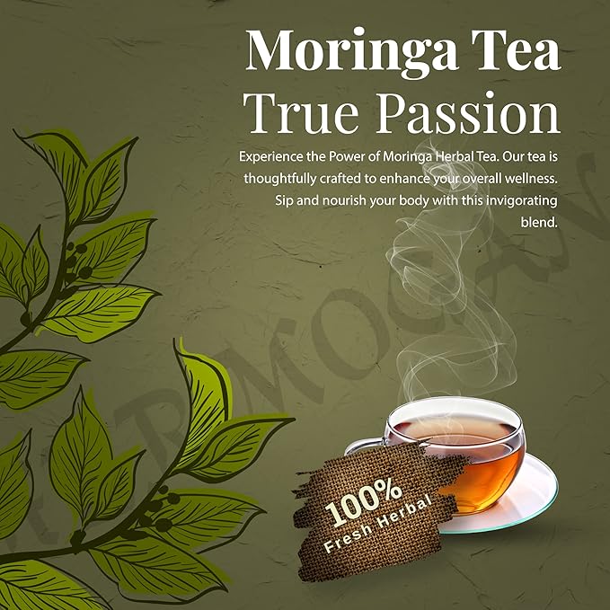 HERBOGANIC Moringa Herbal Tea - Digestion Support and Immune Boost | Refreshing and Delicious Blend | Natural Ingredients | 20 Tea Bags