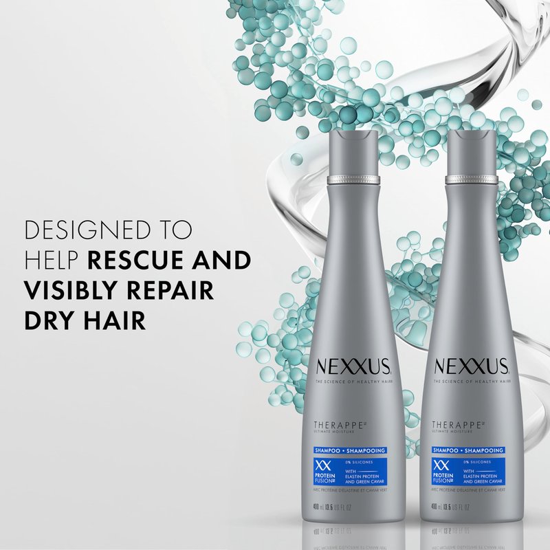 Nexxus Therappe Shampoo Ultimate Moisture 2 Count for Dry Hair Silicone-Free 13.5 oz