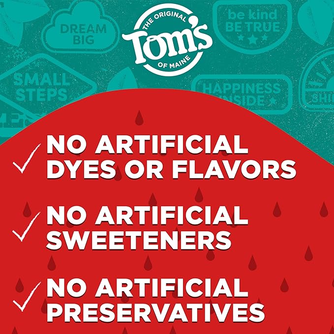 Tom's of Maine ADA Approved Fluoride Kids Toothpaste, Natural Toothpaste, Dye Free, No Artificial Preservatives, Silly Strawberry, 5.1 oz. 3-Pack (Packaging May Vary)