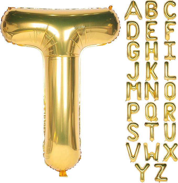 Letter Balloons 40 Inch Giant Jumbo Helium Foil Mylar for Party Decorations Gold T