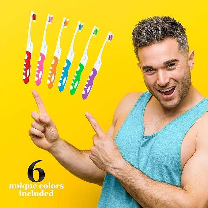 Travel Toothbrush, Portable Toothbrush Built in Cover, Travel Size Toothbrush Hiking, Camping, Traveling, Folding Toothbrushes, Collapsible Multi Color Travel Toothbrush Kit (6 Pack Soft-Multicolor)
