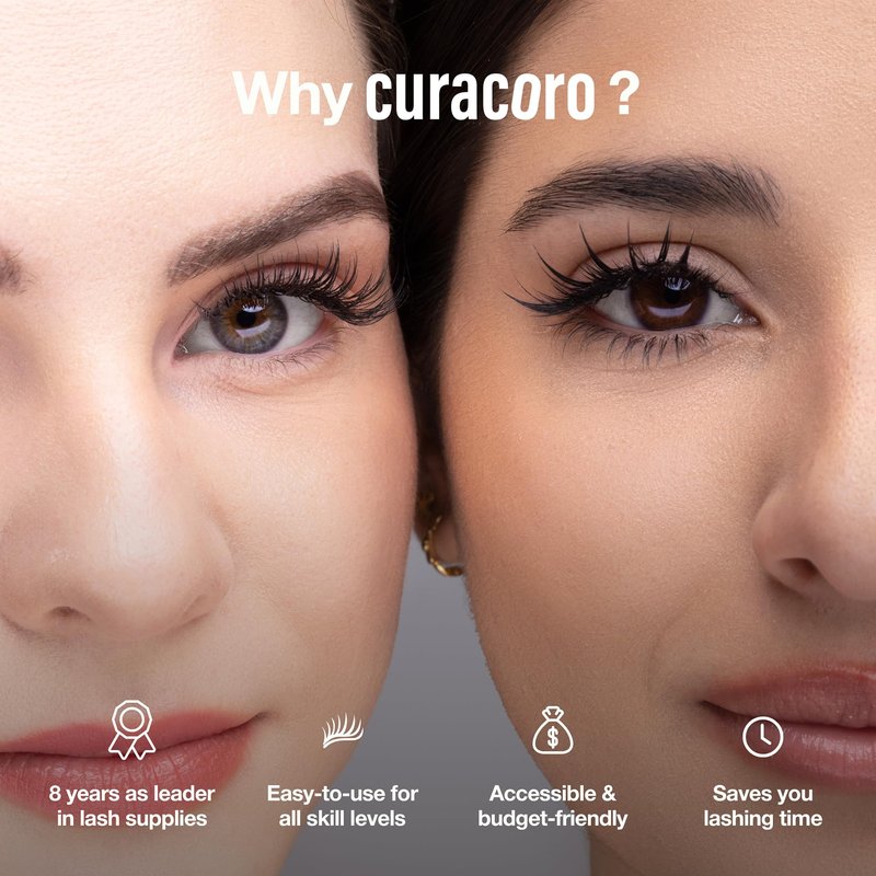 Curacoro Promade Mix 750 Fans - 10D 0.03 Lash Extensions, D Curl 16-17-18mm Mixed Length Handmade Volume Eyelashes, Long-Lasting Professional Lash Fans