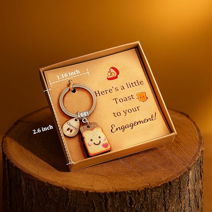 Cute Toast Keychain for Girls, New Beginnings Gifts for Best Friend as Next Chapter Stuff, Cute Love Engagement Housewarming Birthday New Job Gifts for Coworker Couple Bestie Sister Parents