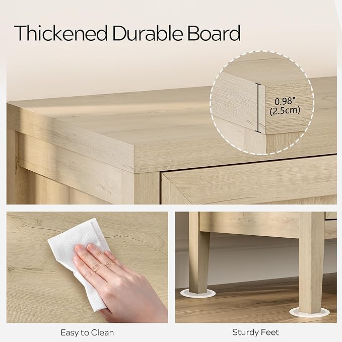 Sideboard Buffet Cabinets Set of 3 with Adjusable Shelves, Farmhouse Storage Cabinet, Credenza, Accent Cabinet, Kitchen Coffee Bar Console Table for Living Dining Room, Light Oak