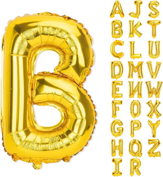 Gold Letter Balloons 40 Inch B Balloon Letters B Alphabet Balloons Giant Letters With Straw Big Balloons Foil Large Gold Balloons For Birthday Party Decorations Wedding Thanksgiving Christmas Balloons