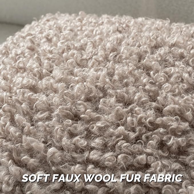 FUTEI Khaki Decorative Throw Pillow Covers 12x20 Inch Set of 2,Soft Fluffy Faux Wool Fur Boucle Textured Lumbar Pillow Case,Modern Home Decor for Couch Bed Living Room Office