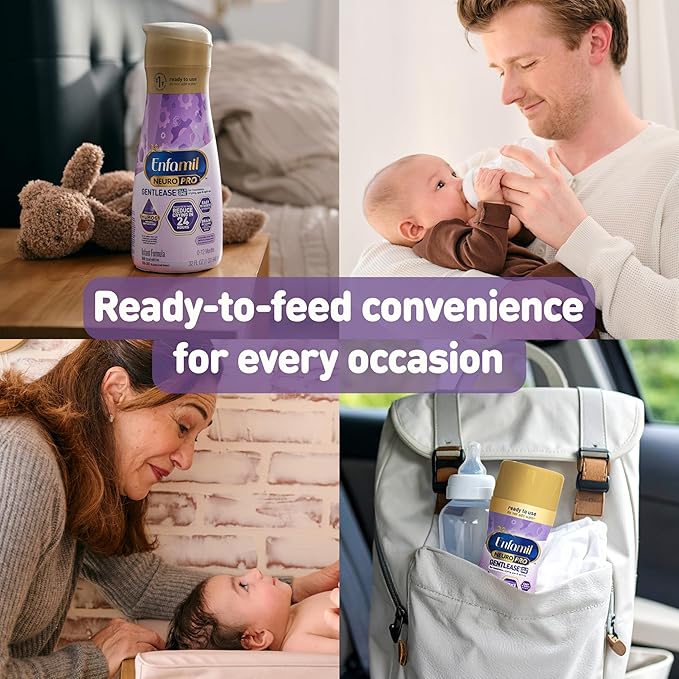 Enfamil NeuroPro Gentlease Ready-to-Feed with Smaller Proteins for Easy Digestion, Brain Supporting DHA, Prebiotic, HuMO6* Blend, Baby Formula for easing Fussiness, Crying, Gas, Spit-up in 24hrs, 32 Fl Oz, Pack of 6