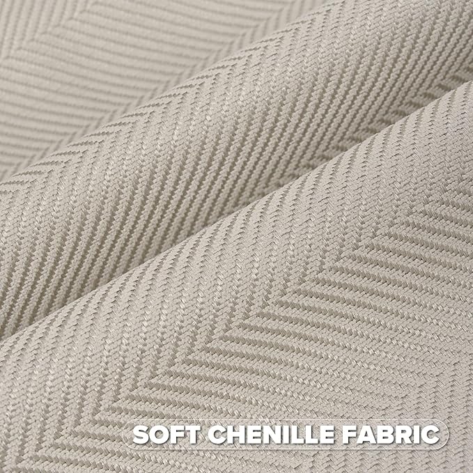 FUTEI Beige Chenille Throw Pillow Covers 22x22 Inch Set of 2,Soft Wide Chevron Textured Cushion Case,Farmhouse Home Decor for Couch Bed Living Room