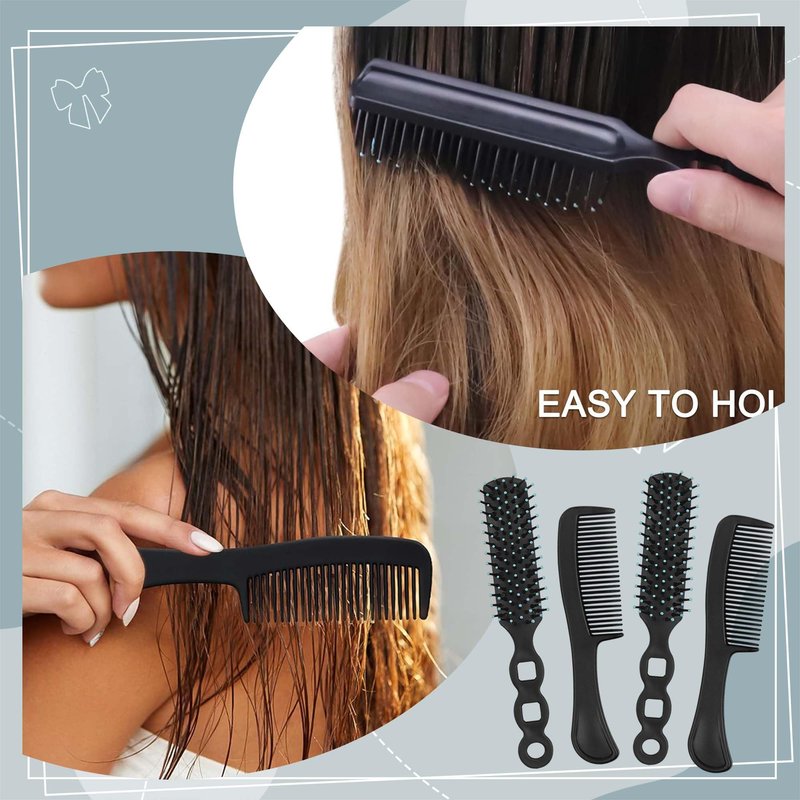 Gisdo 50 Pcs Hair Brush Combs Set in Bulk for Homeless Individually Wrapped Curly Thick Long Smoothing Hair Brush Detangling Hairbrush for Women Kids Hotel Homeless Nursing Charity (Black)