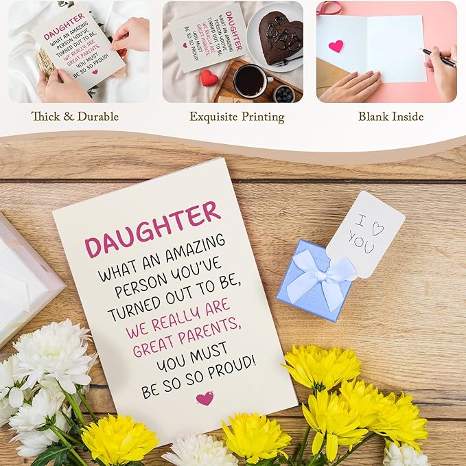 Qiliji Funny Daughter Birthday Card from Parents, Humorous Birthday Card for Adult Daughter, Daughters Bday Cards Gifts from Mom and Dad, We Are Great Parents You Must Be So Proud
