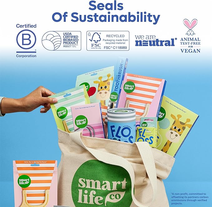 SmartLifeco Eco-Friendly Kids Flossers (100ct) - The Original Straw Wheat Dental Floss Picks For Children, Fluoride & PFA Free, Toothpick Flossing Sticks For Toddler Teeth, No Shred Thread, Unflavored