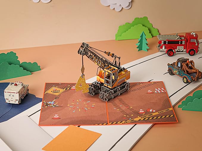 Liif 3D Pop-Up Birthday Card, 7 x 5 in, For 4 Year Old Boy, With Envelope