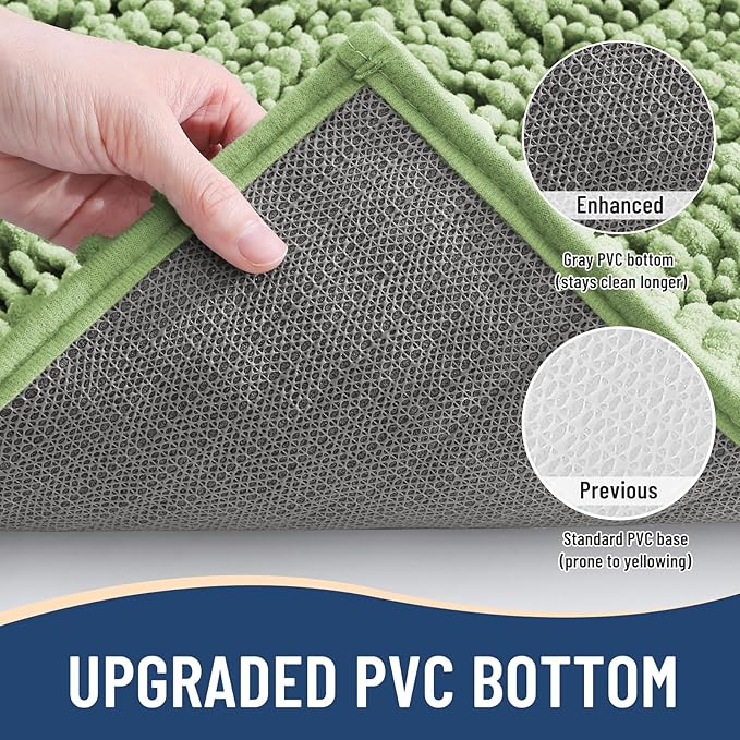 Arotive Luxury Chenille Bathroom Rug Mat, Extra Soft Thick Absorbent Shaggy Bath Rugs, Non-Slip Machine Wash Dry, Plush Bath Mats for Bathroom, Shower and Tub, 30x20, Sage Green