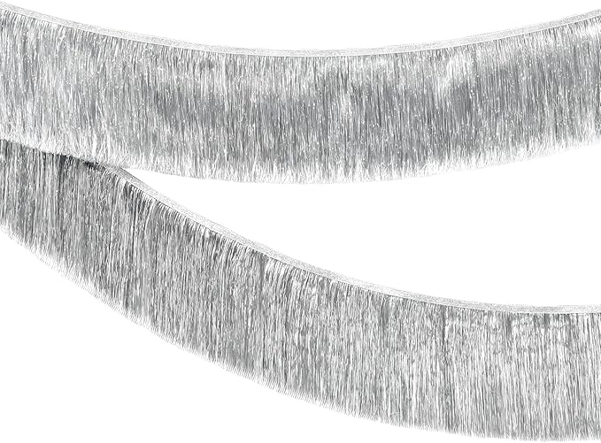 KatchOn, Silver Fringe Banner - 6.5 Feet, Pack of 2 | Fringe Garland for Birthday Decorations | Silver Banner for Bachelorette Party Decor | Tinsel Garland for Graduation Decorations 2026, Prom Decor