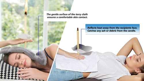 6 Ear Candling Treatment Towels with 20 pcs Ear Candling Protective Discs, Gray and White. Please Note, Ear Candles not Included