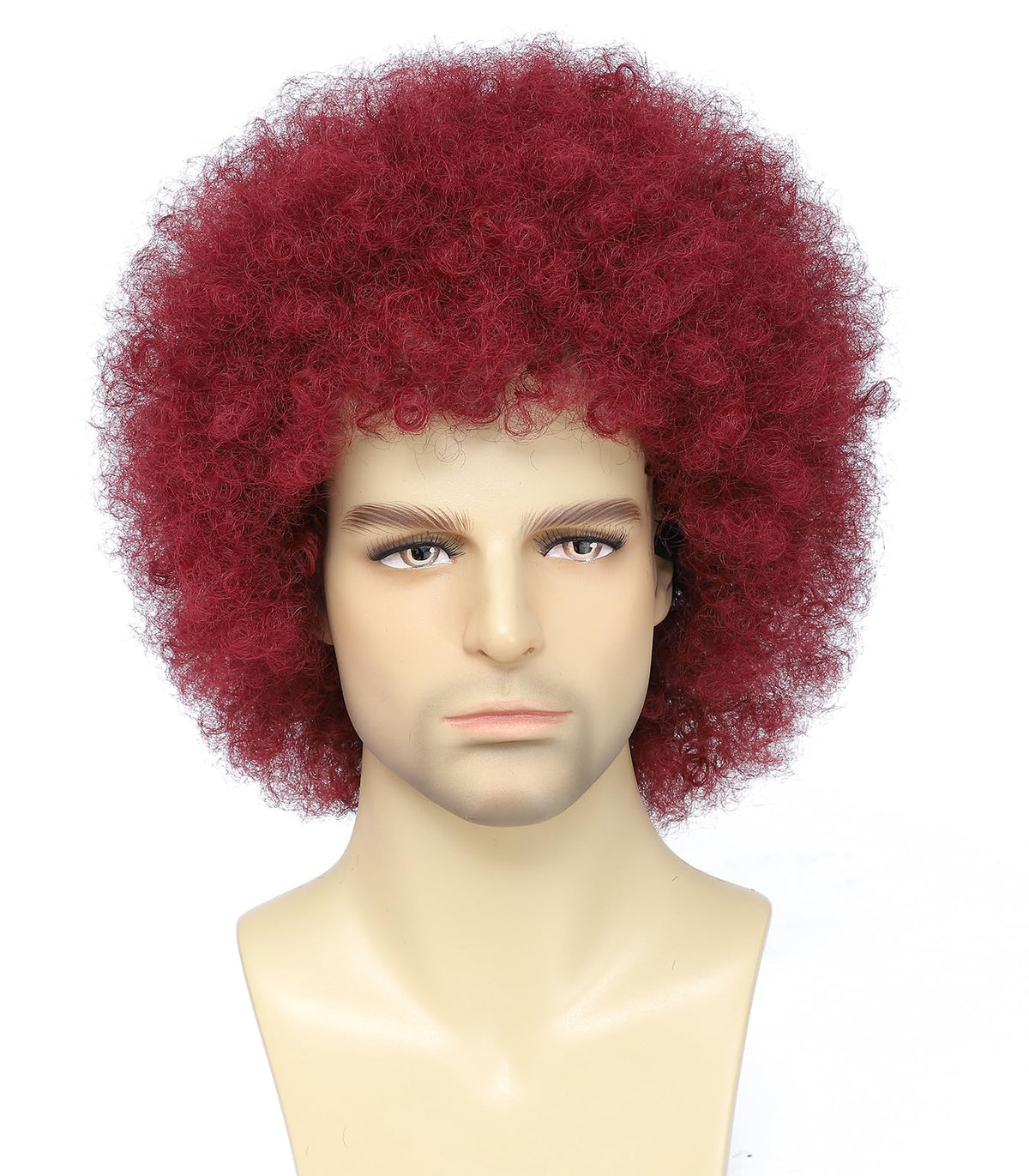 Cariniss 70s Disco Afro Wig - Unisex Large Curly Wig, Perfect for Halloween, Cosplay, Retro Parties, Disco and Clown Costumes (Red)
