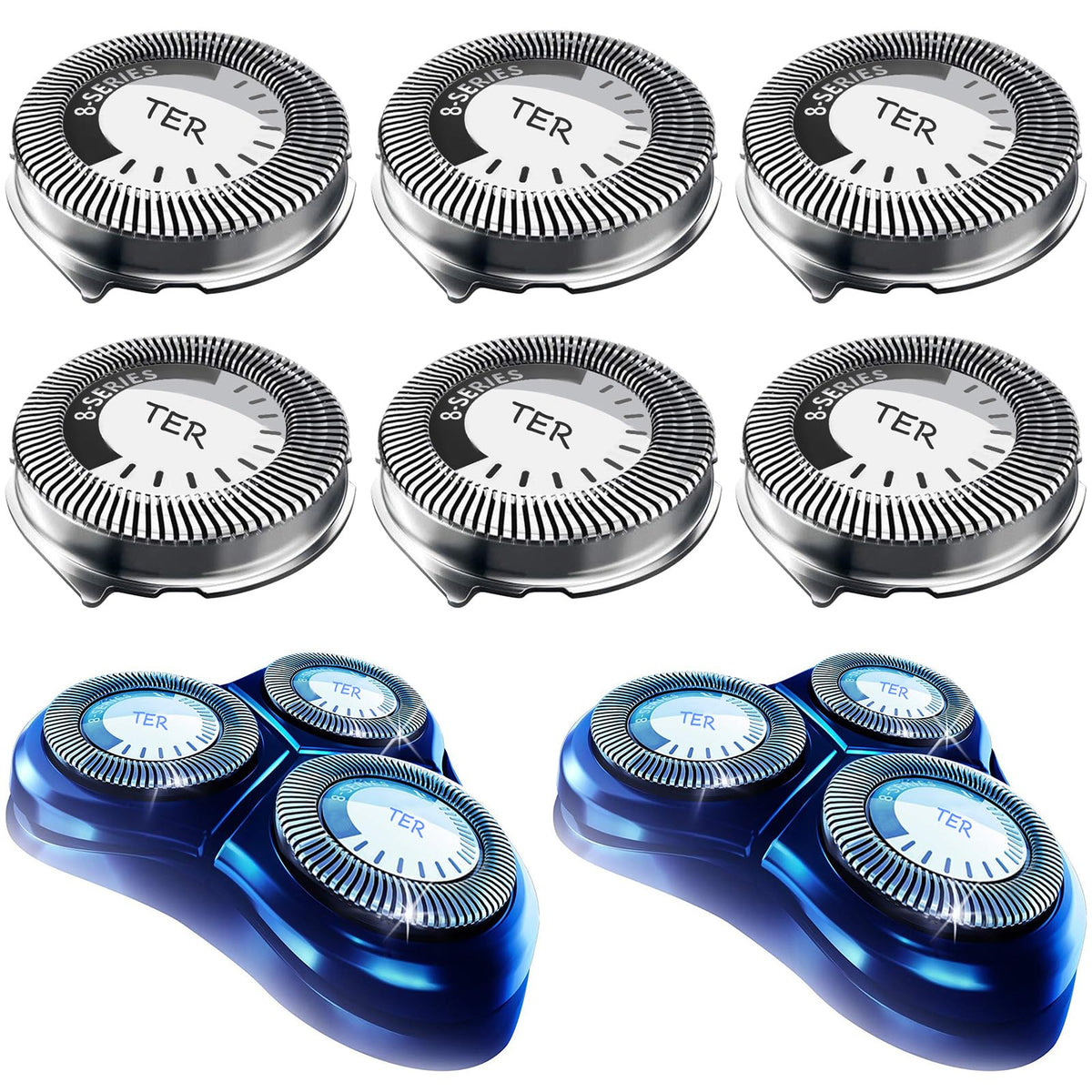 HQ8 Replacement Heads Compatible with Philips Norelco Shavers, HQ8 Heads Upgraded, 6-Pack