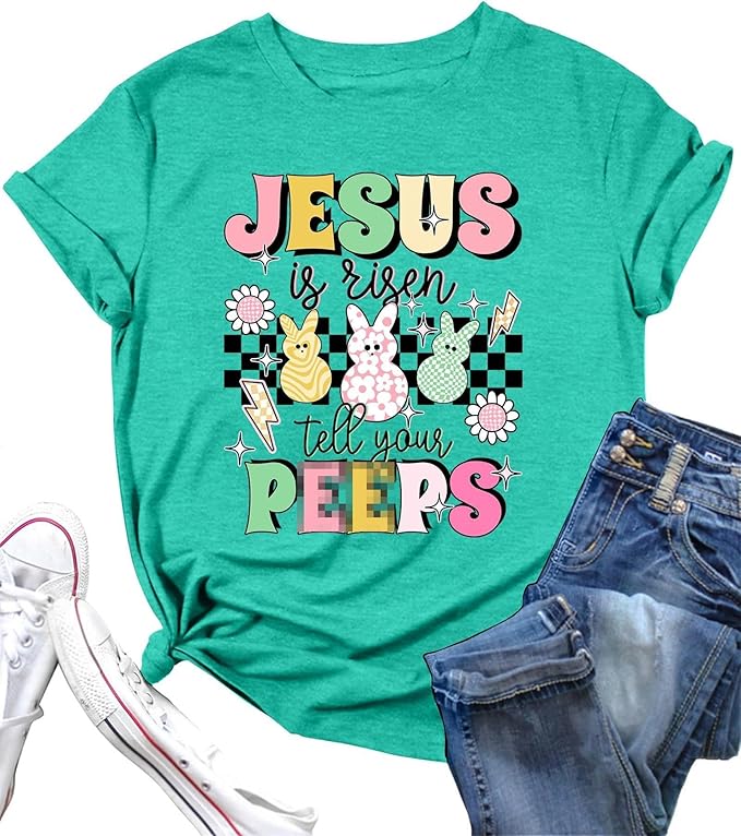 LAZYCHILD Women Easter Teacher Shirts: Funny Treat All with Kindness T-Shirt Bunny Rabbit Tee Tops