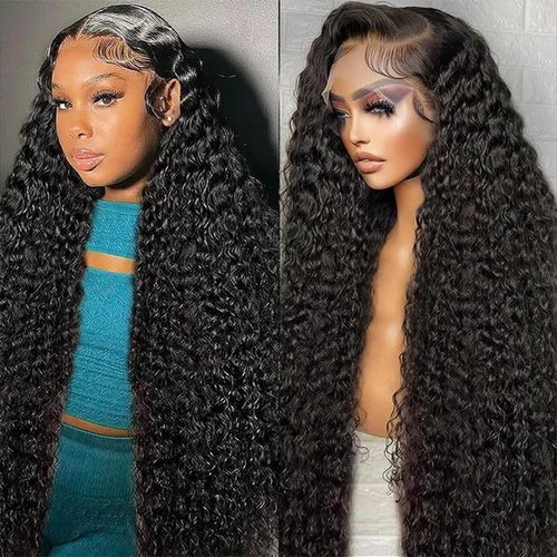 24 Inch Deep Wave Lace Front Wigs Human Hair 250 Density 13x6 HD Lace Frontal Wigs Human Hair Pre Plucked Deep Curly Glueless Human Hair Wigs for Women