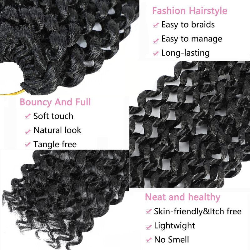 Passion Twist Hair 26 Inch 8 Packs Long Passion Twist Crochet Hair For Women Water Wave Braiding Hair Bohemian Spring Twist Hair Synthetic Hair Extension (26 Inch (Pack of 8), 1B#)