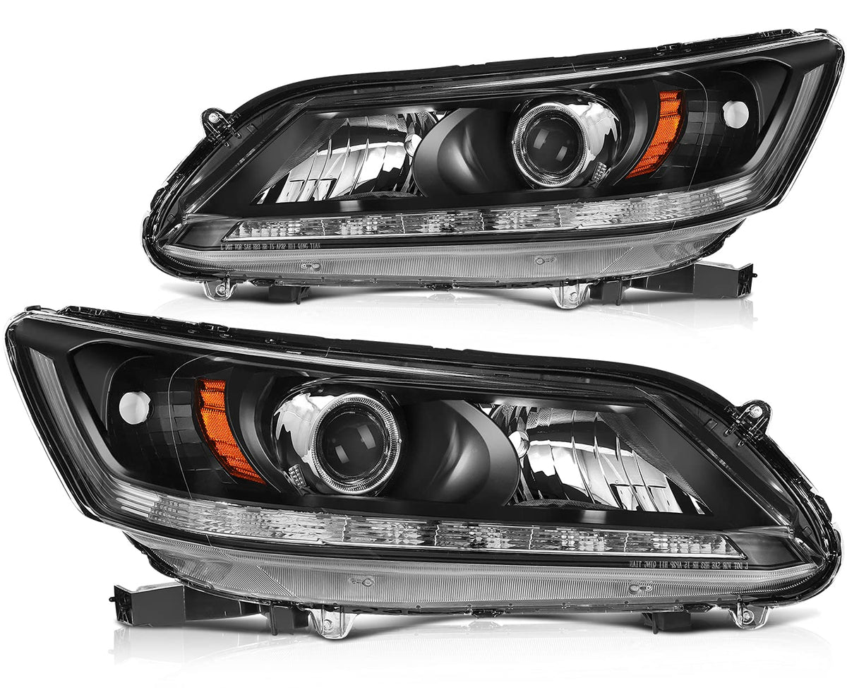 LSAILON Fit For Acura RSX 2002-2004 Headlight Assembly Clear Lens Black Housing Clear Reflector Driver and Passenger Side
