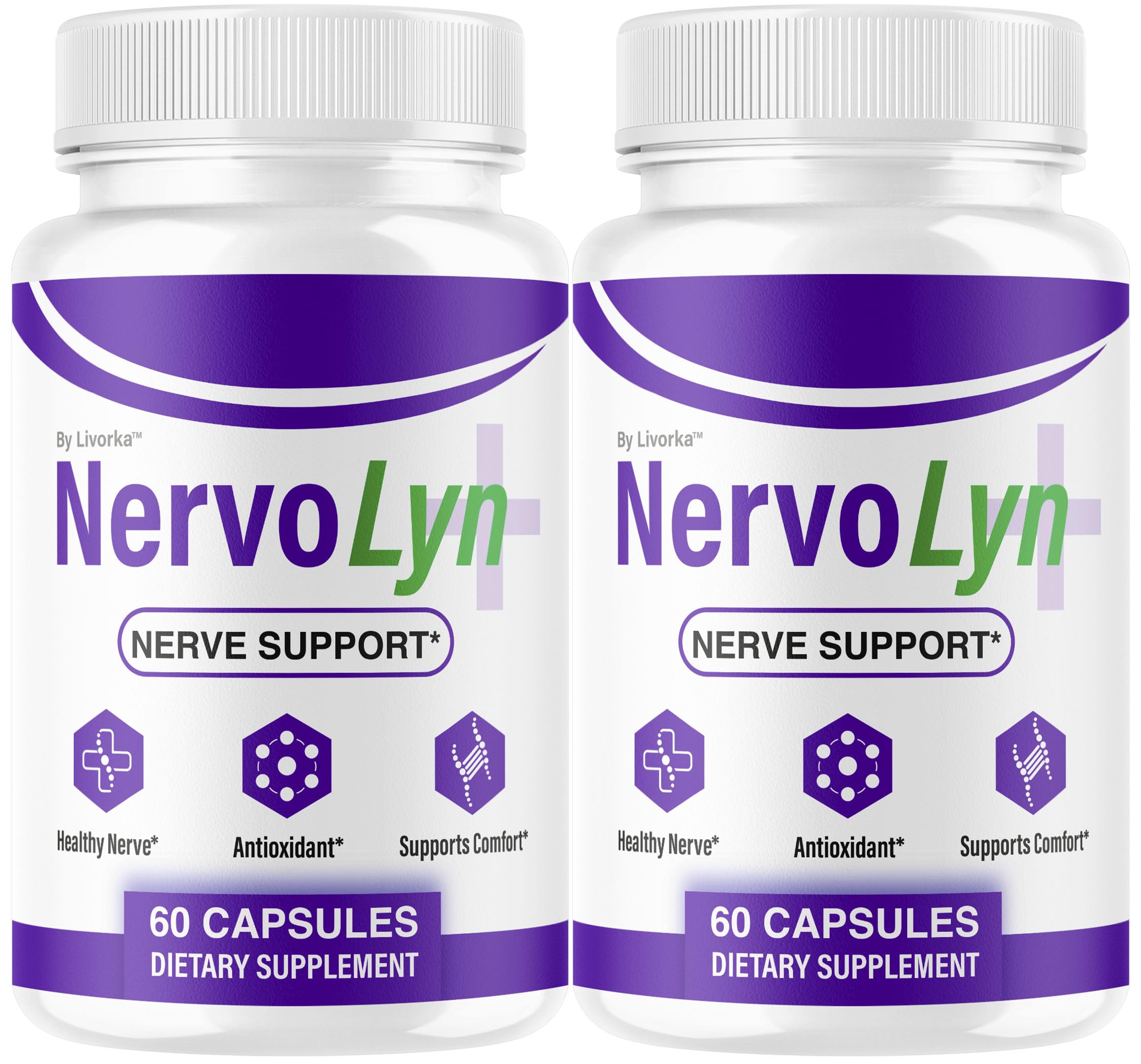 (2 Pack) NervoLyn Capsules - Official Nervo Lyn Advanced Supplement Formula Nerve Health, Natural NervoLyn Brain & Memory Focus Vitamins Suppor for Overal Health & Wellness, 120 Capsules for 2 Months