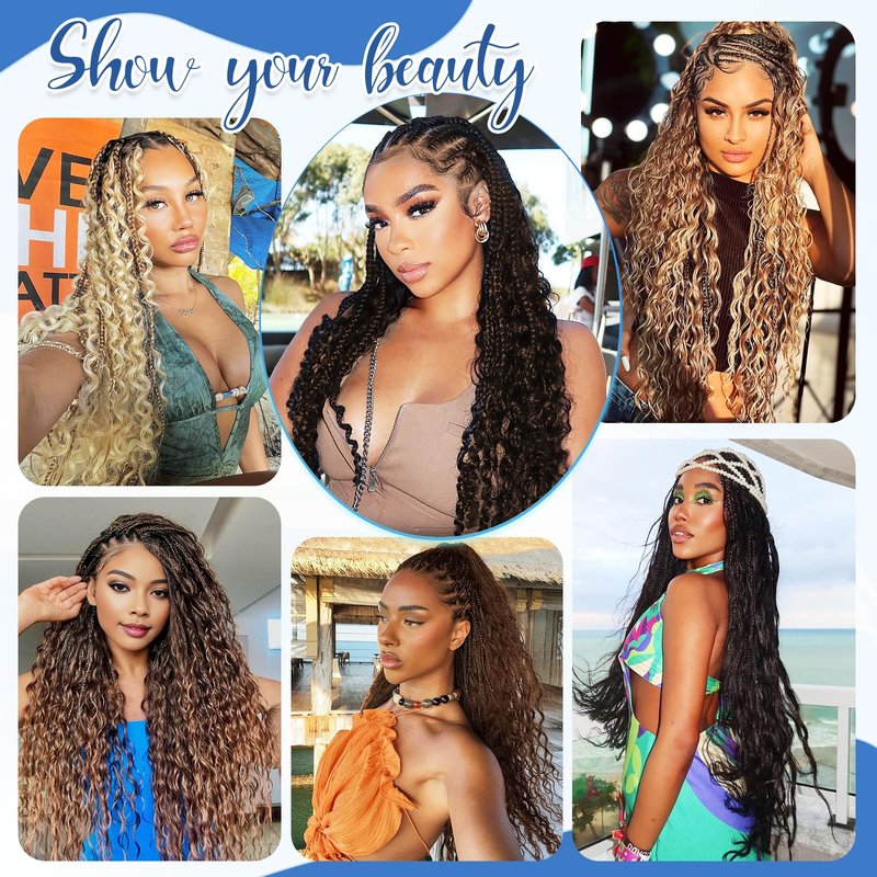 Human Braiding Hair for Boho Braids Human Hair 120g 16Inch Curly Boho Hair for Braiding Knotless 12A Deep Water Wave Bulk Hair Bohemian Braids No Weft 3 Bundles/Pack Chocolate Brown
