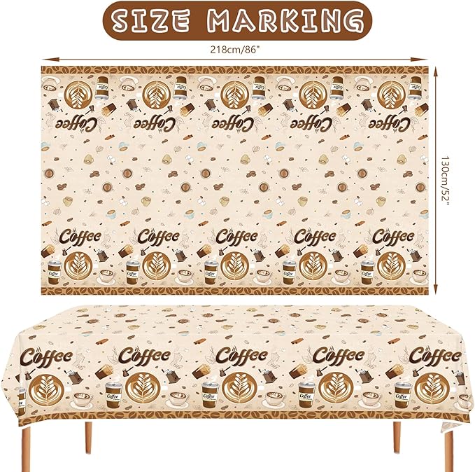 4 Pack Coffee Party Tablecloth - Coffee Table Cover Decoration Tablecover for Party Baby Shower Supplies Birthday Decorations (51 x 86 Inches)