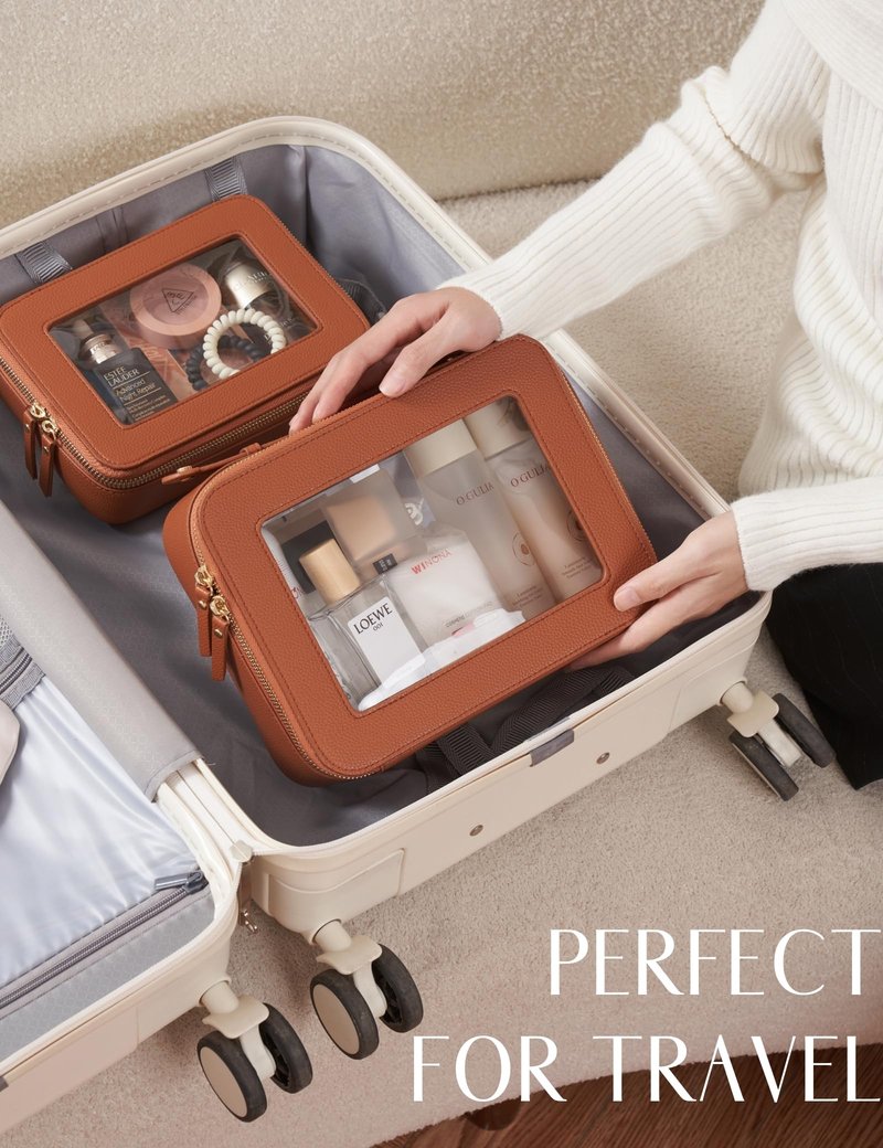 Popvibe Clear Makeup Bag Toiletry Case Travel Transparent Cosmetic Bag with Zipper, Portable Make Up Organizer Traveling Compact Car Bag for Essentials