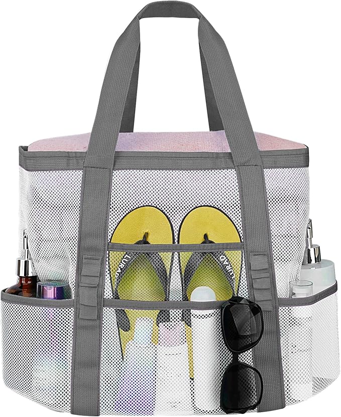 Mesh Beach Bags for Family - Women Beach Tote Bag for Toys, Towels, Travel Vacation Cruise Essentials