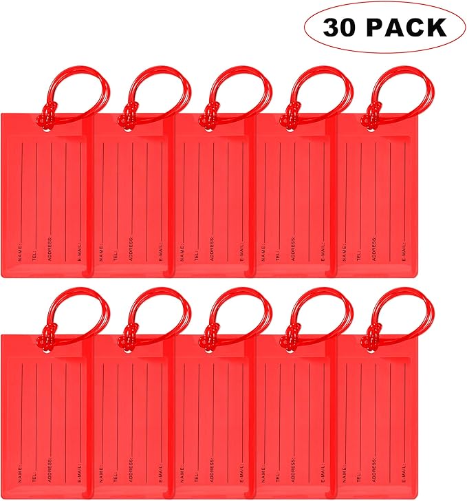 30 Pack Luggage Tags for Suitcases, Airplane Travel Essentials for Flying, International Travel Must Haves, and Luggage Accessories by Sodsay