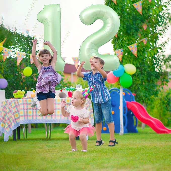 40 Inch Number 12 Balloons, Olive Green Giant Jumbo Helium Number 12 21 Foil Balloons for 12th 12th Birthday Party Anniversary Events Boys Girls Decorations Supplies