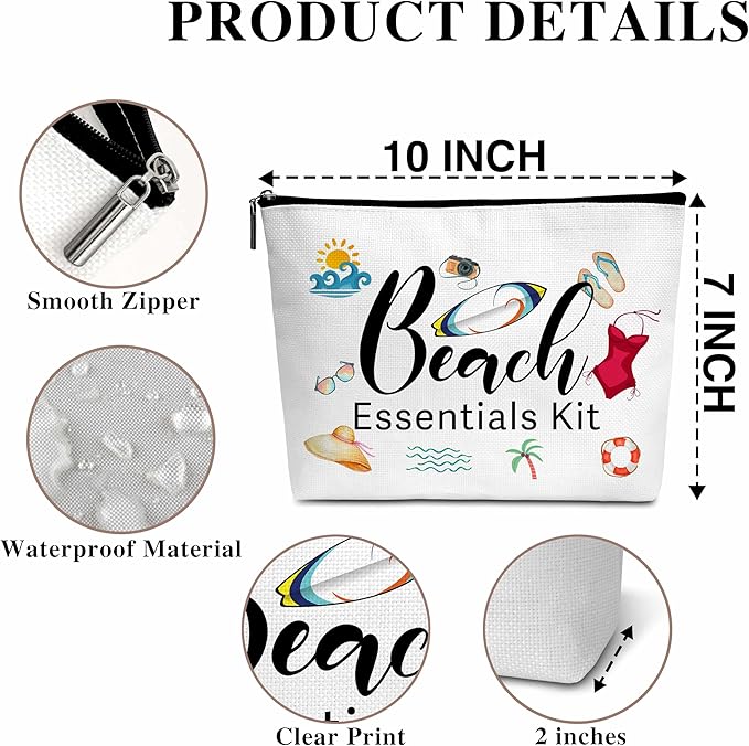 Summer Cosmetic Bag, Cruise Gift Makeup Bag with Zipper for Toiletry Bag Accessories, Beach Lover Gifts for Women Girls Birthday- B15