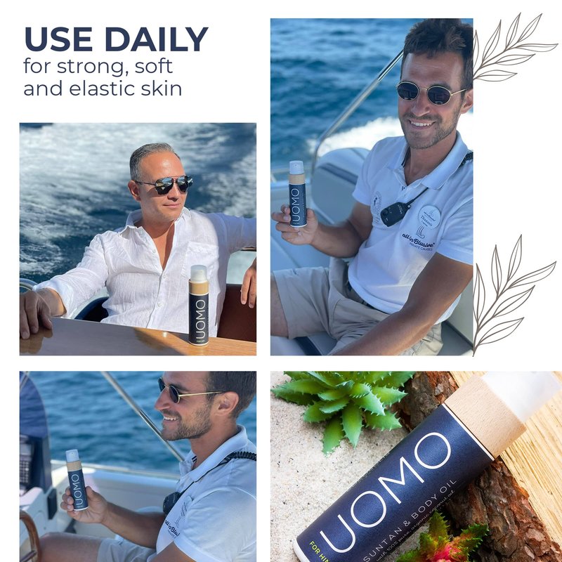 COCOSOLIS UOMO Tanning Accelerator for Men - Organic Tanning Oil with Vitamin E & Black Coconut Scent for a Fast Intensive Tan - Tanning Enhancer for a Rich Chocolate Tan (110)